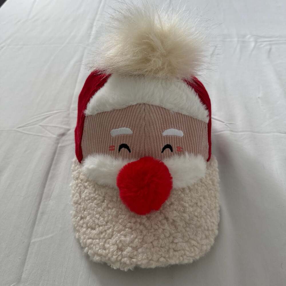 Holiday Time Santa Claus Novelty Baseball Cap with Pom-Pom